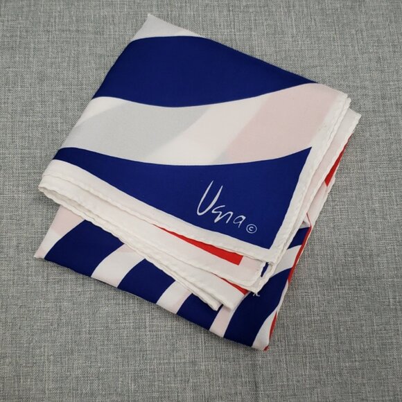 VTG Vera Neumann 21" Square Scarf Great Condition Patriotic Red White Blue Swirl - Picture 3 of 5